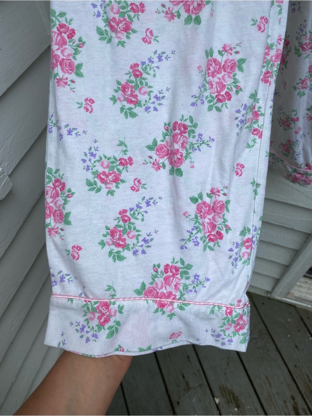 Women's Pink Floral Short-Sleeve Pajama 2 PC Set - Picture 11 of 12